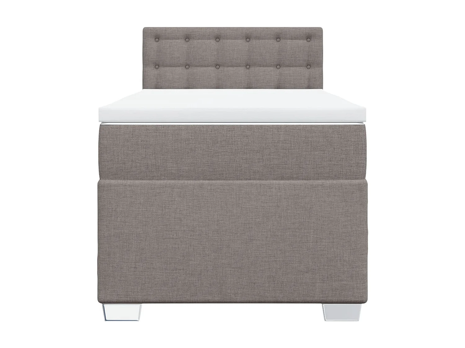 Cama box spring con colchón tela gris taupe 100x200 cm