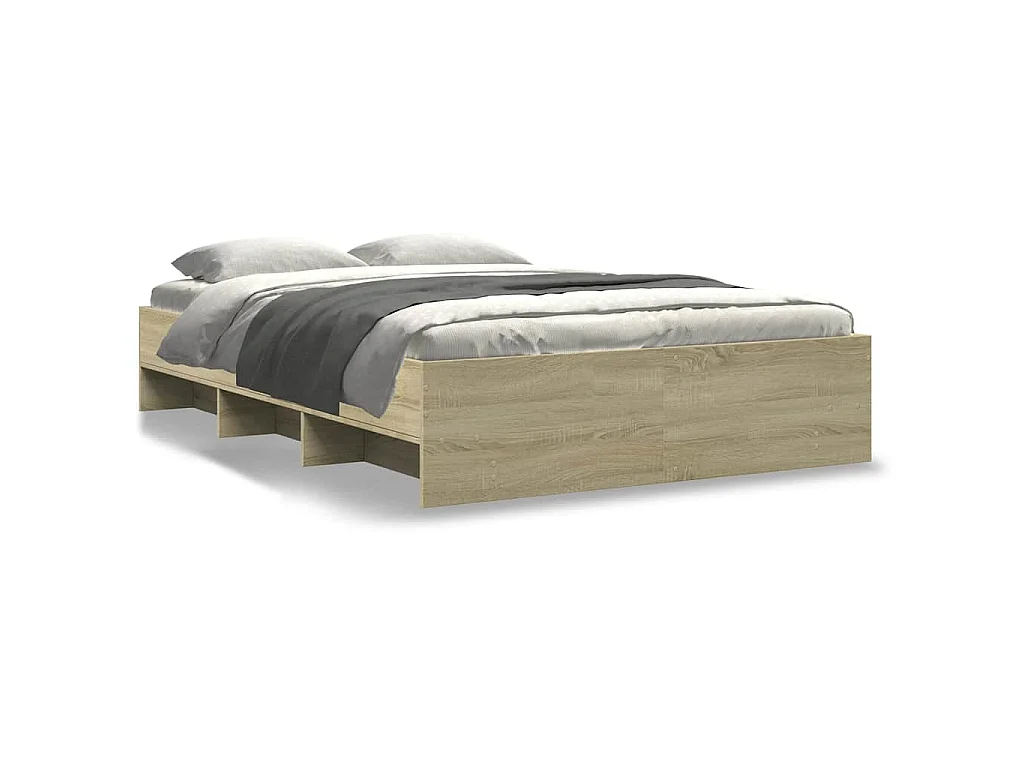 Bedframe bewerkt hout sonoma eikenkleurig 135x190 cm