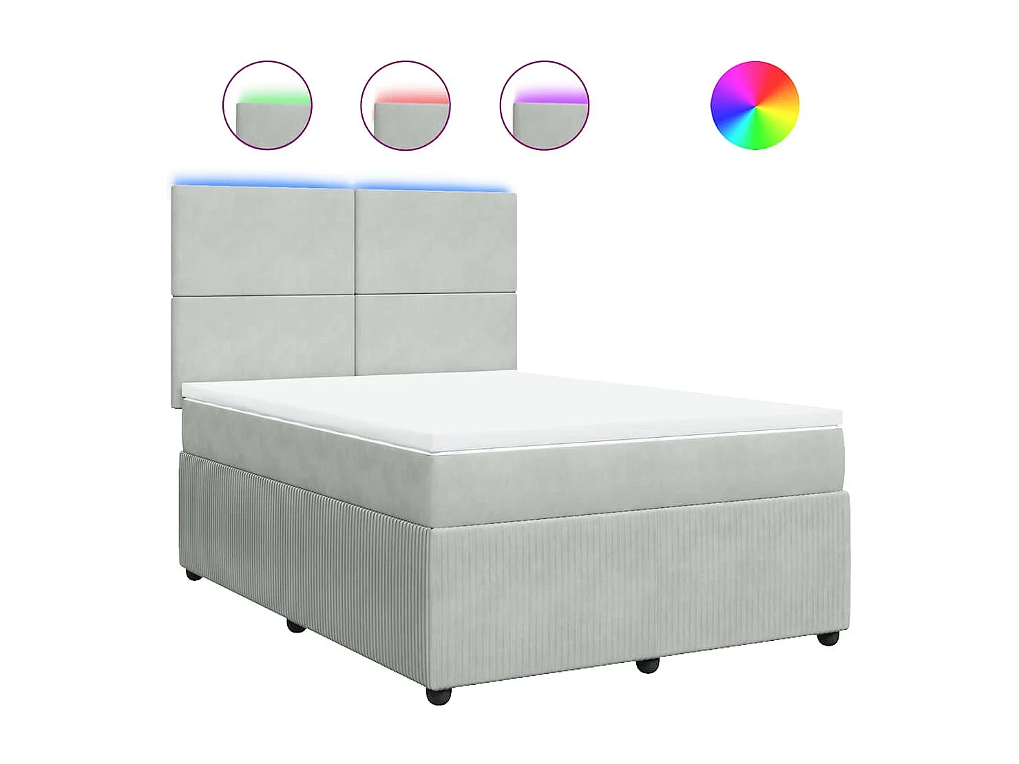 Boxspringbett mit Matratze Hellgrau 140x190 cm Samt