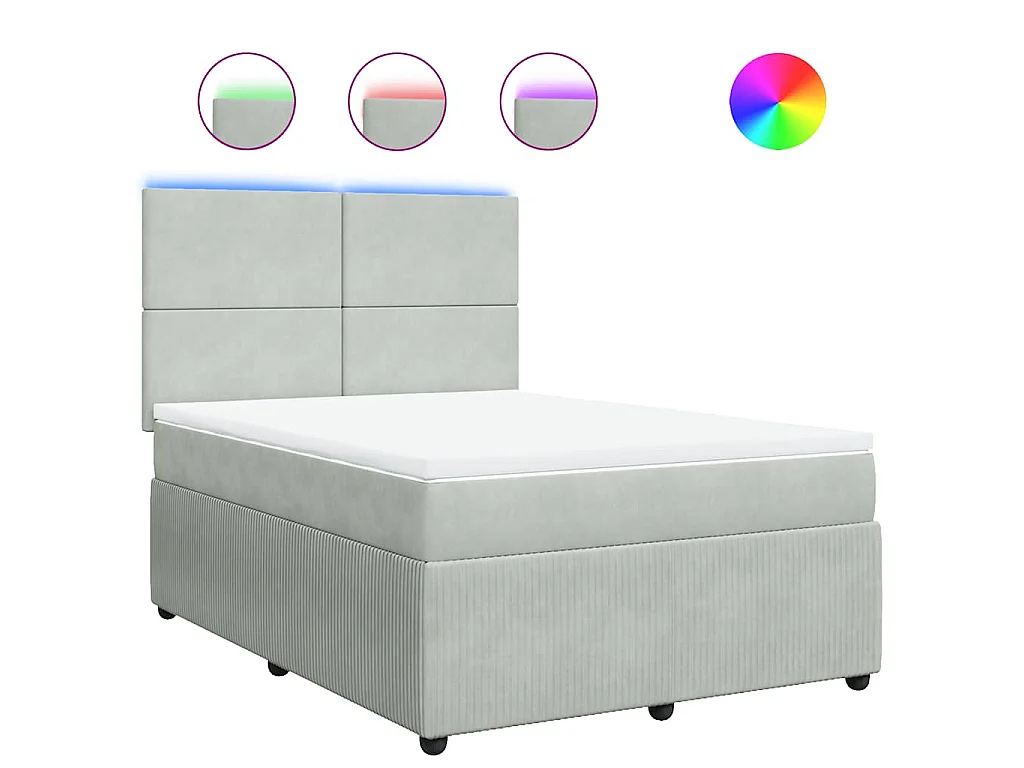 Boxspringbett mit Matratze Hellgrau 140x190 cm Samt