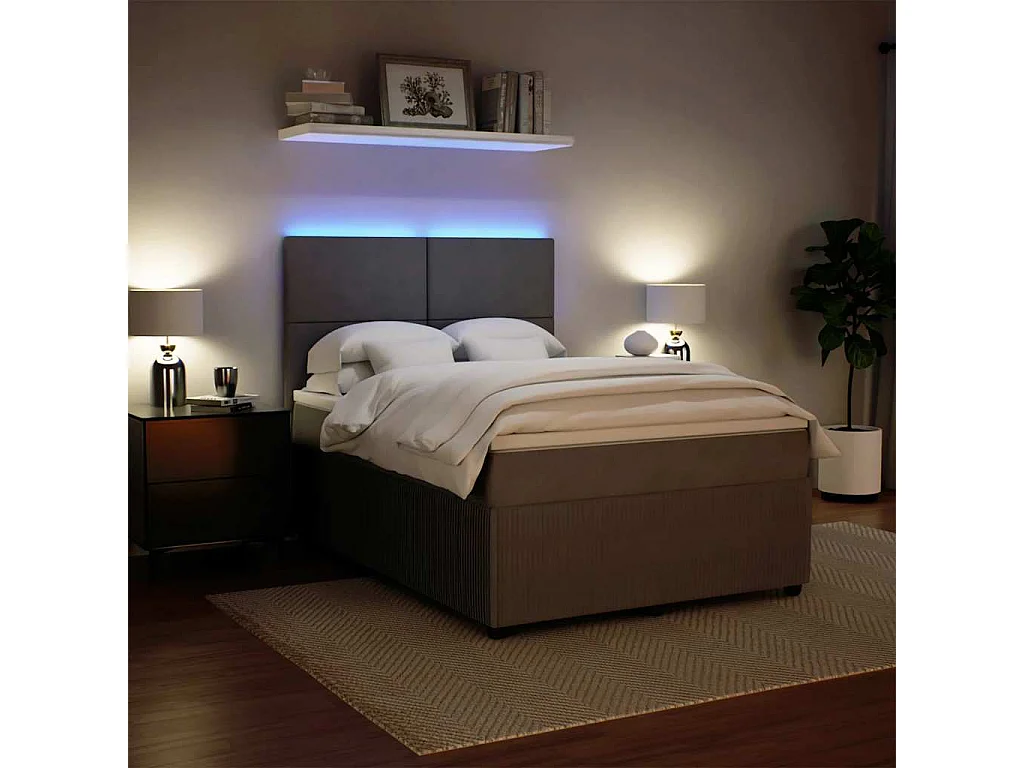 Boxspringbett mit Matratze Hellgrau 140x190 cm Samt