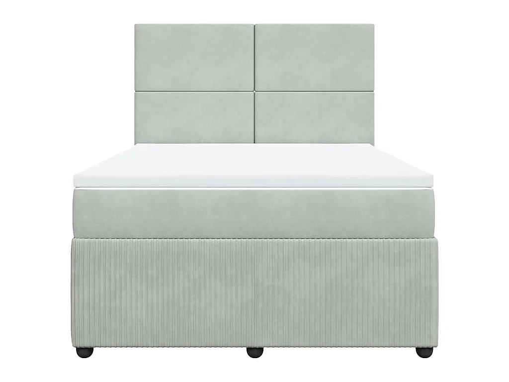 Boxspringbett mit Matratze Hellgrau 140x190 cm Samt