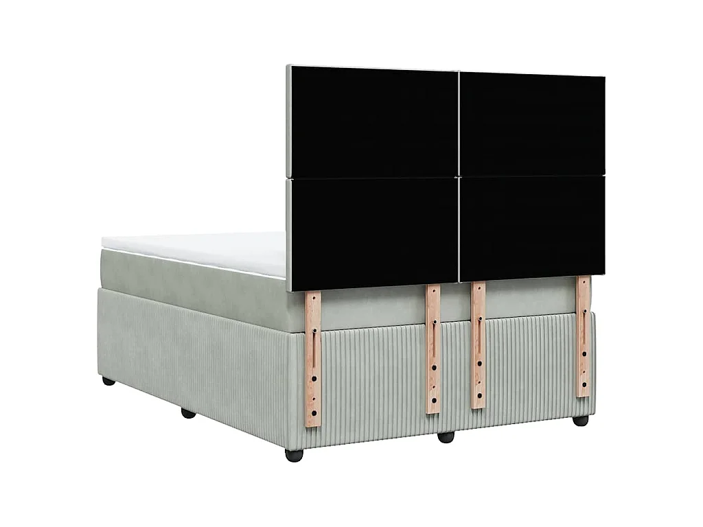 Boxspringbett mit Matratze Hellgrau 140x190 cm Samt