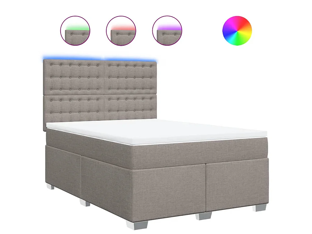 Boxspring met matras stof taupe 140x200 cm