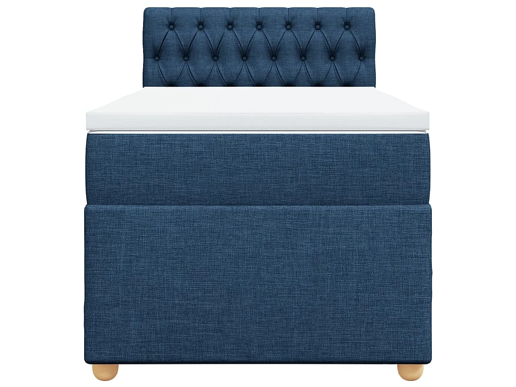 Cama box spring con colchón tela azul 80x200 cm