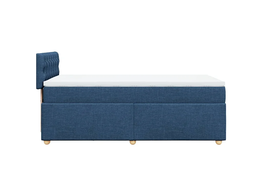 Cama box spring con colchón tela azul 80x200 cm