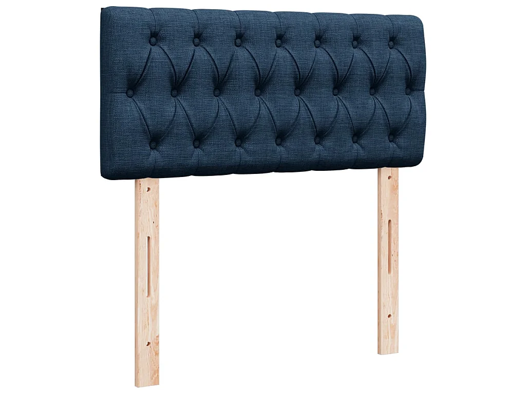 Cama box spring con colchón tela azul 80x200 cm