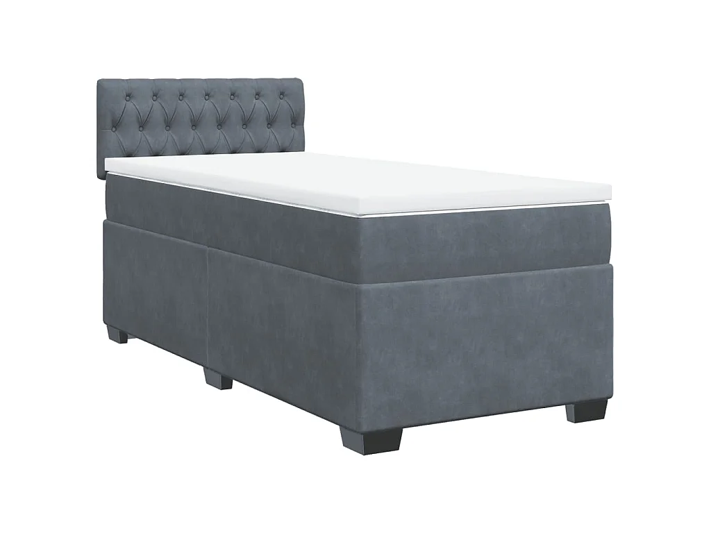 Giroletto a Molle con Materasso Grigio Scuro 90x190 cm Velluto