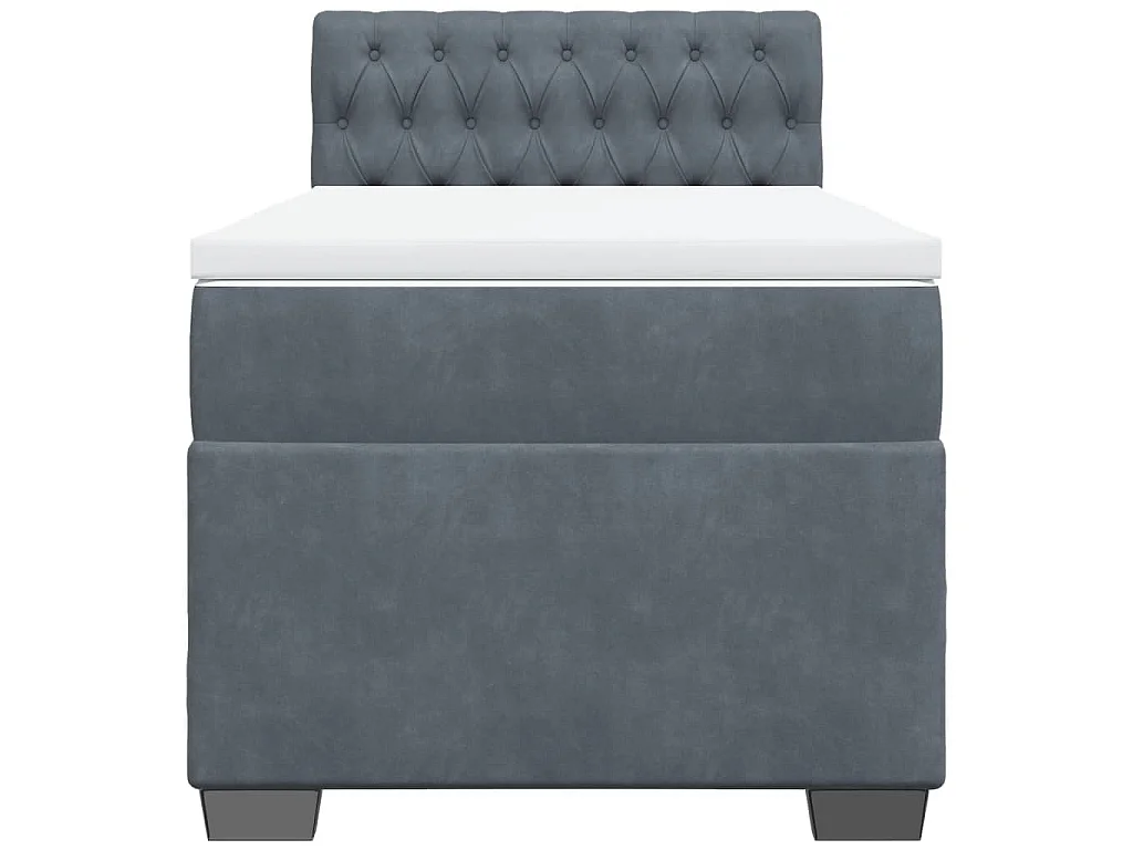 Giroletto a Molle con Materasso Grigio Scuro 90x190 cm Velluto