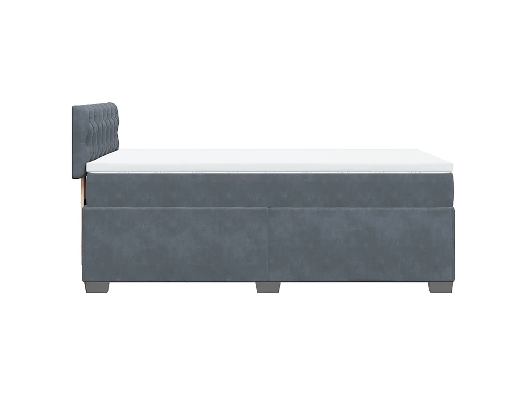 Giroletto a Molle con Materasso Grigio Scuro 90x190 cm Velluto
