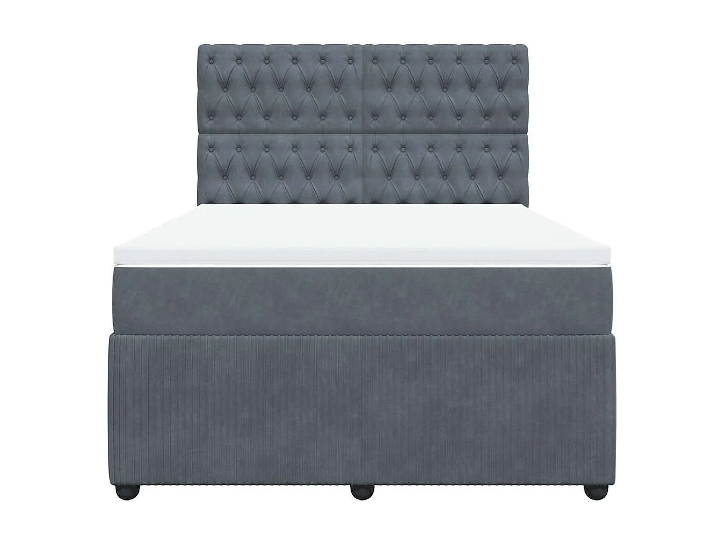 Giroletto a Molle con Materasso Grigio Scuro 160x200 cm Velluto