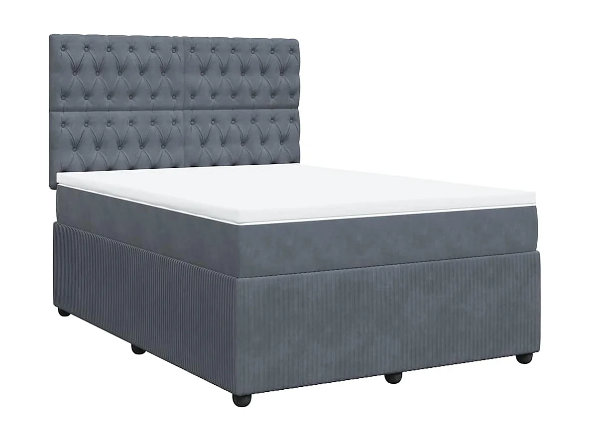 Boxspringbett mit Matratze Dunkelgrau 160x200 cm Samt