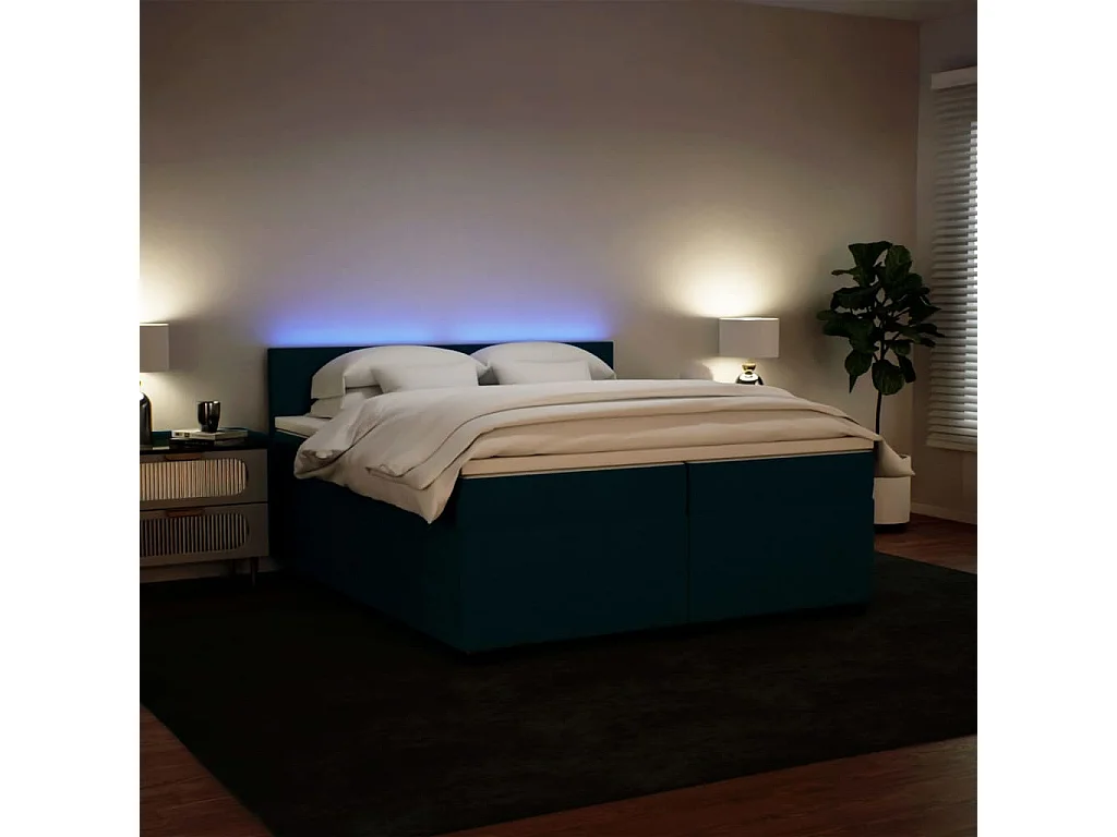 Cama com molas/colchão 200x200 cm veludo azul