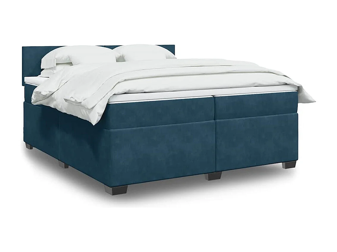 Giroletto a Molle con Materasso Blu 200x200 cm in Velluto