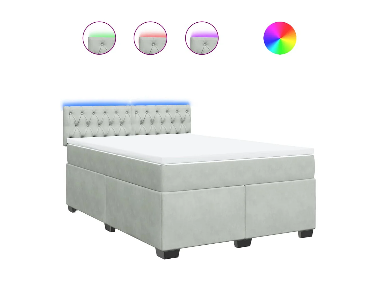 Giroletto a Molle con Materasso Grigio Chiaro 160x200cm Velluto