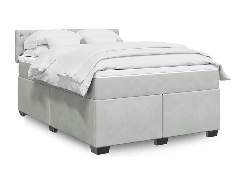 Sommier à lattes de lit et matelas Gris clair 160x200cm Velours