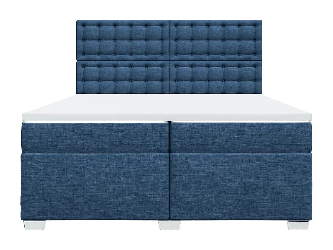 Cama com molas/colchão 200x200 cm tecido azul