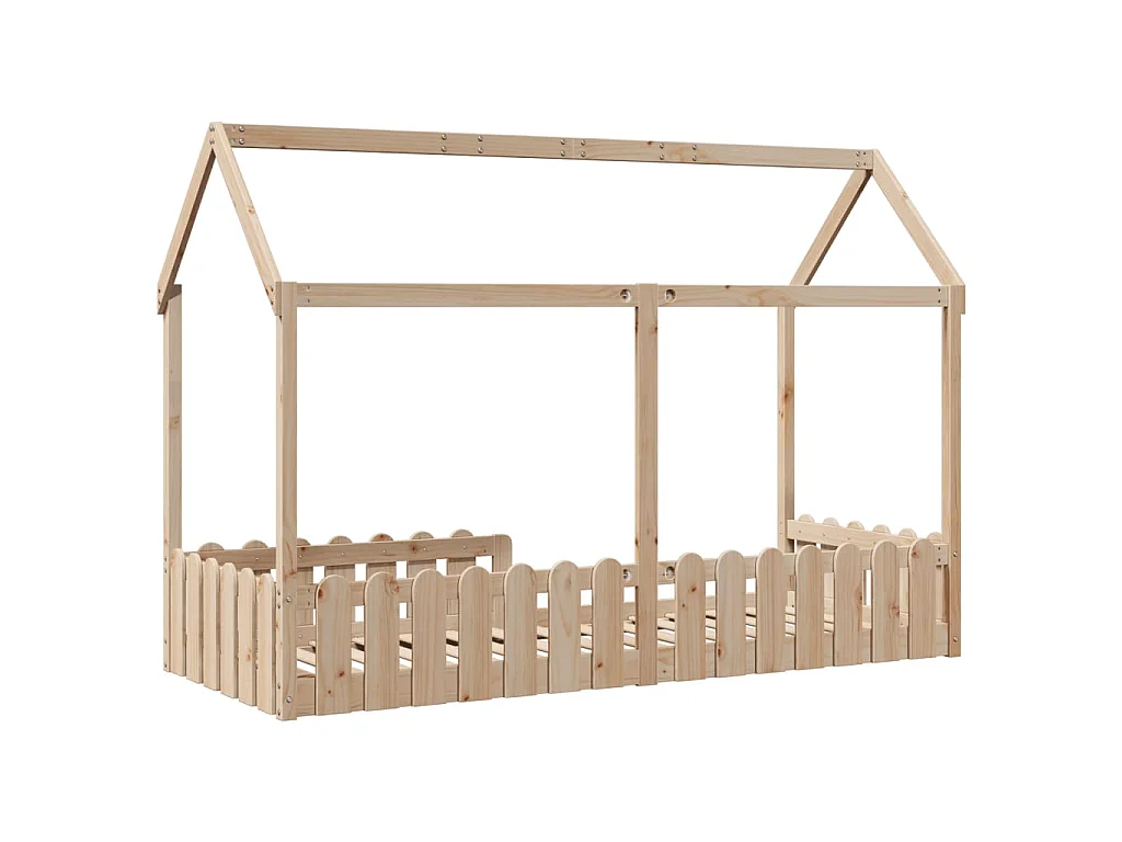 Cadre de lit d'enfants forme de maison sans matelas pin massif