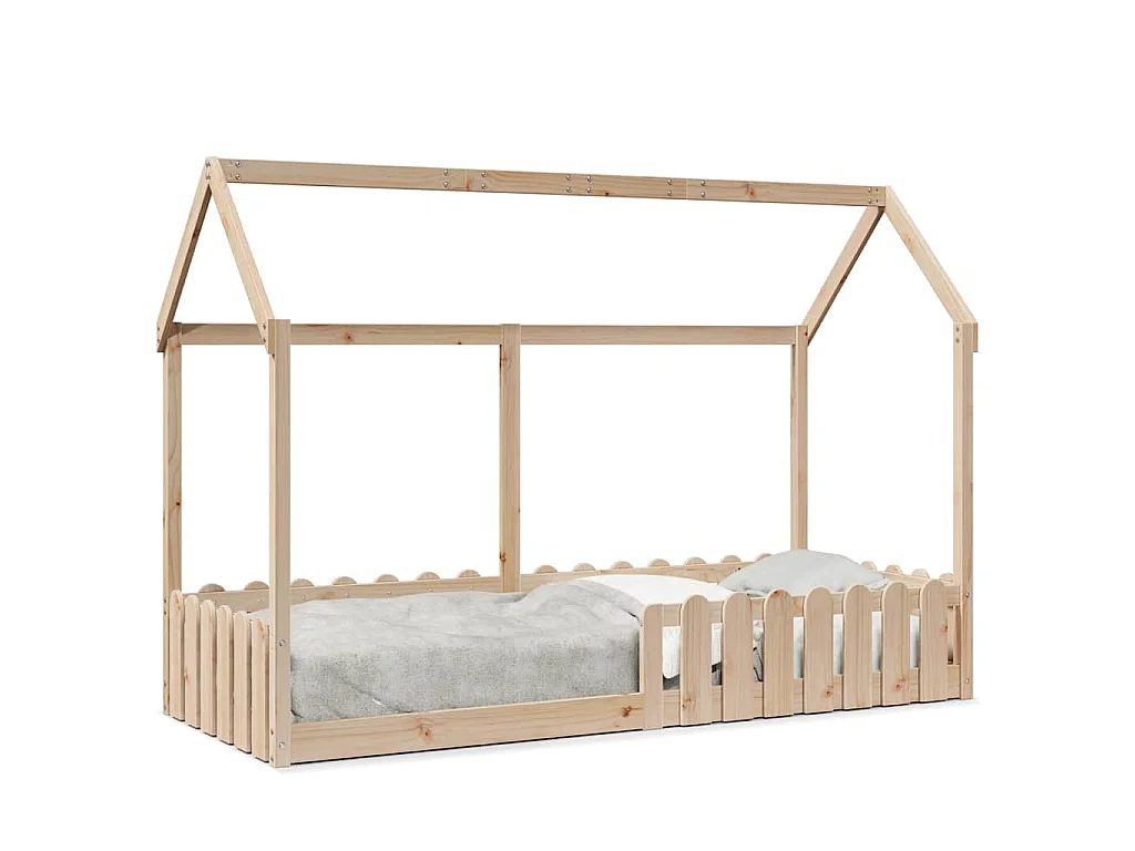 Cadre de lit d'enfants forme de maison sans matelas pin massif