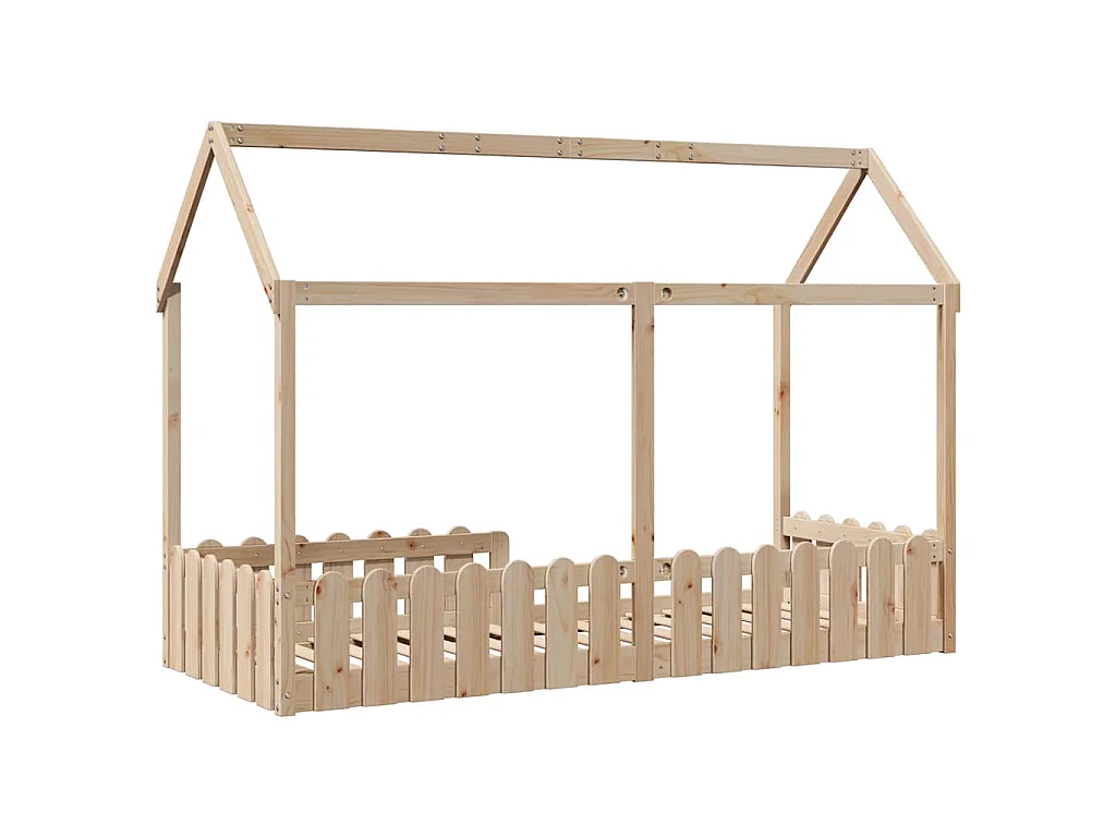 Cadre de lit d'enfants forme de maison sans matelas pin massif