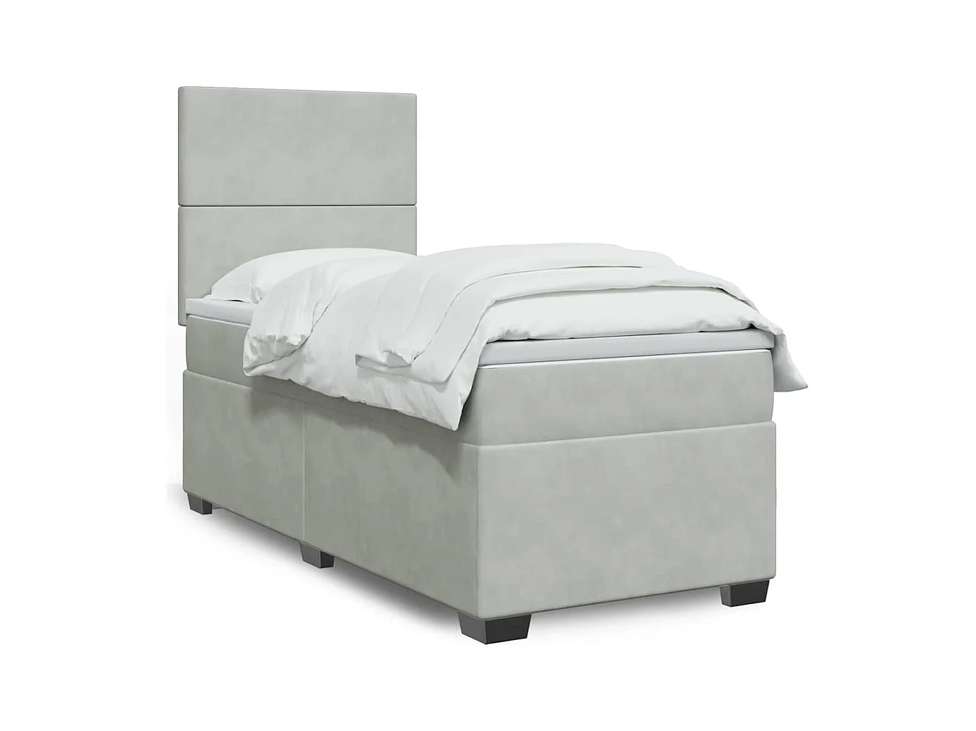 Sommier à lattes de lit et matelas Gris clair 100x200cm Velours