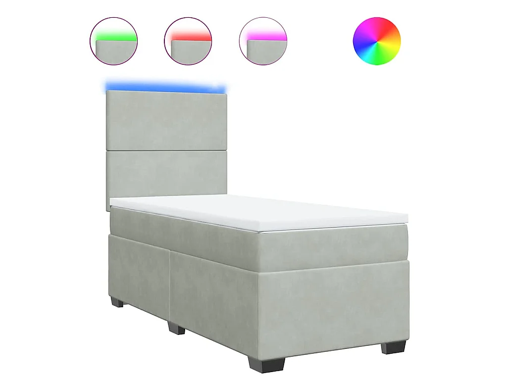 Boxspringbett mit Matratze Hellgrau 100x200 cm Samt