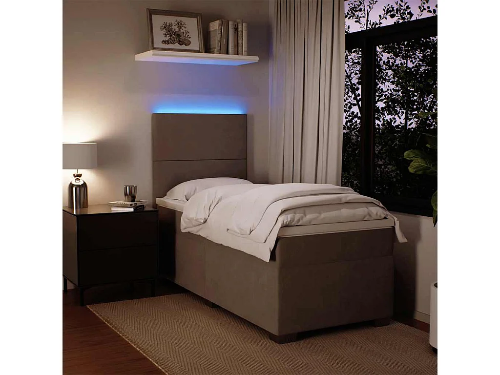 Boxspringbett mit Matratze Hellgrau 100x200 cm Samt