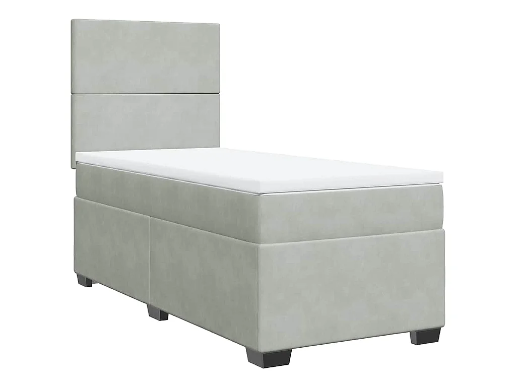 Boxspringbett mit Matratze Hellgrau 100x200 cm Samt
