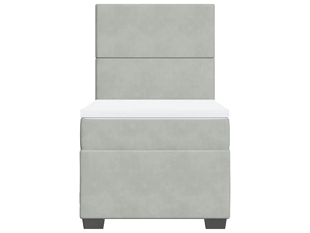 Boxspringbett mit Matratze Hellgrau 100x200 cm Samt
