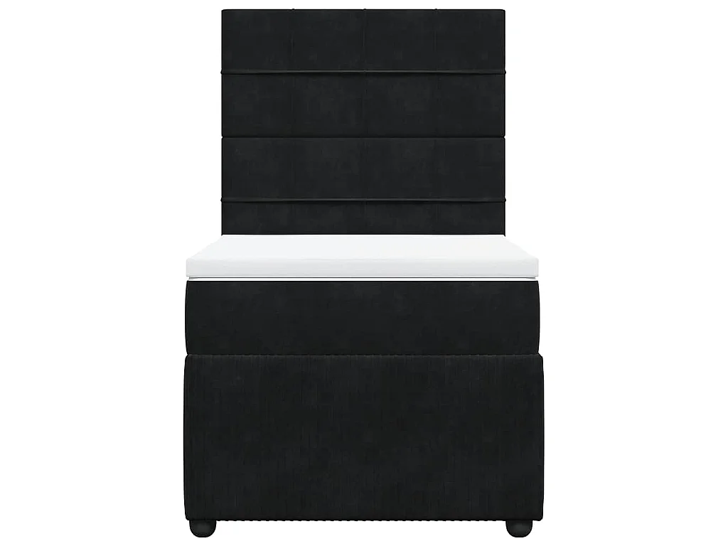 Cama box spring con colchón terciopelo negro 80x200 cm