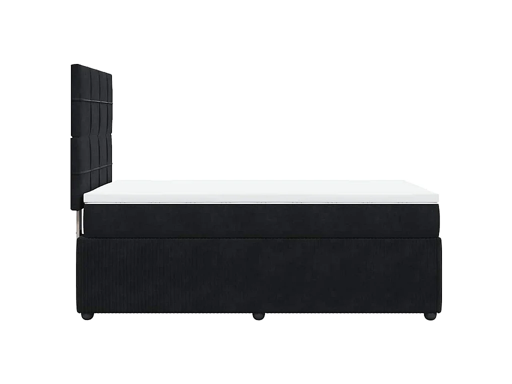 Cama box spring con colchón terciopelo negro 80x200 cm