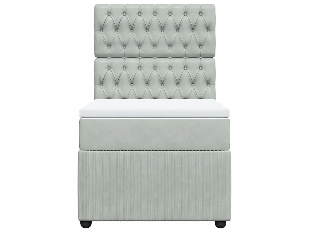 Boxspringbett mit Matratze Hellgrau 90x190 cm Samt