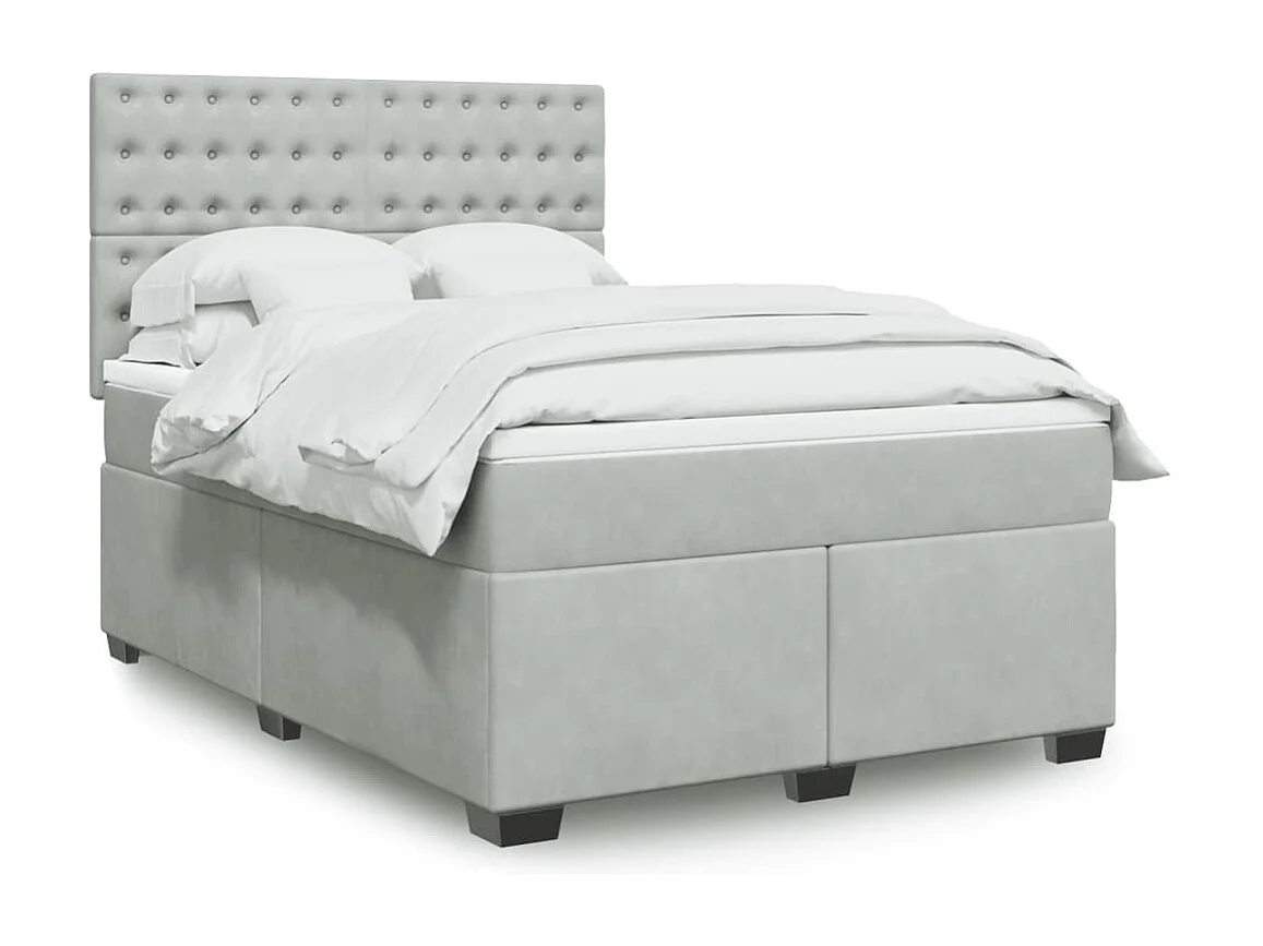 Boxspringbett mit Matratze Hellgrau 140x200 cm Samt