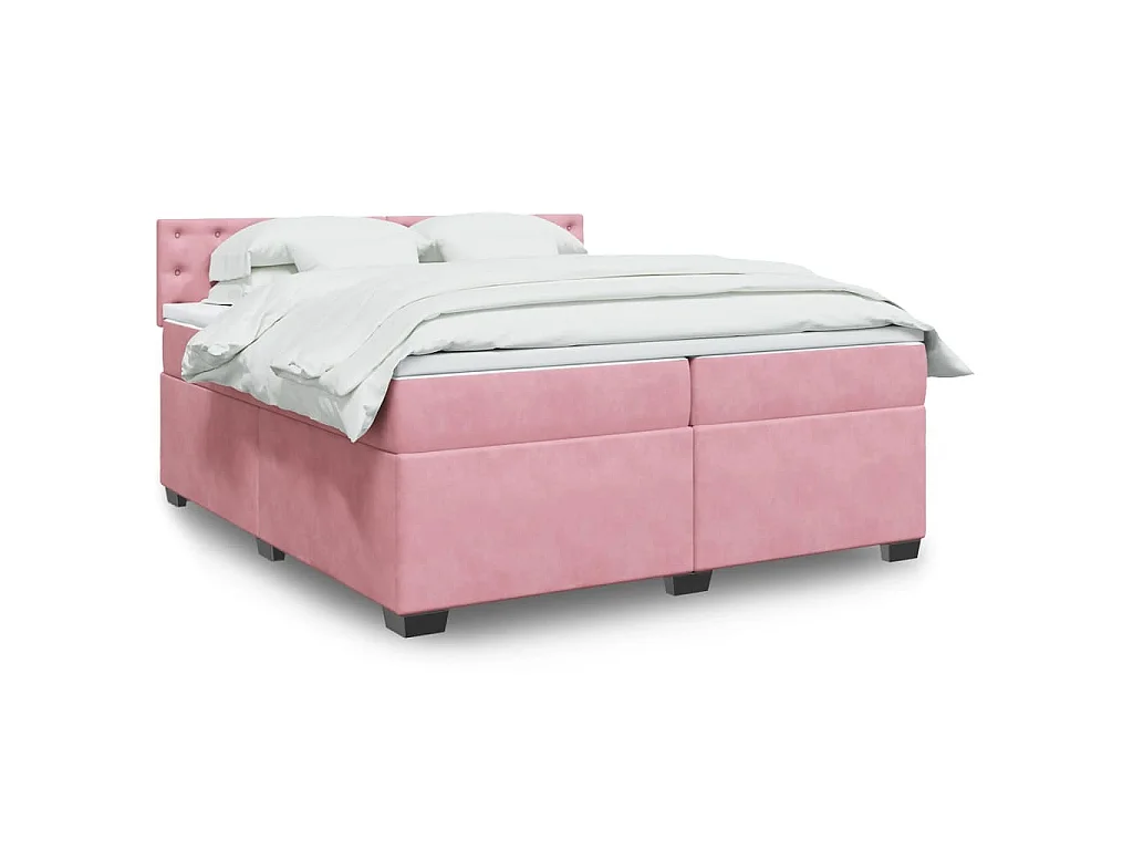 Giroletto a Molle con Materasso Rosa 200x200 cm in Velluto