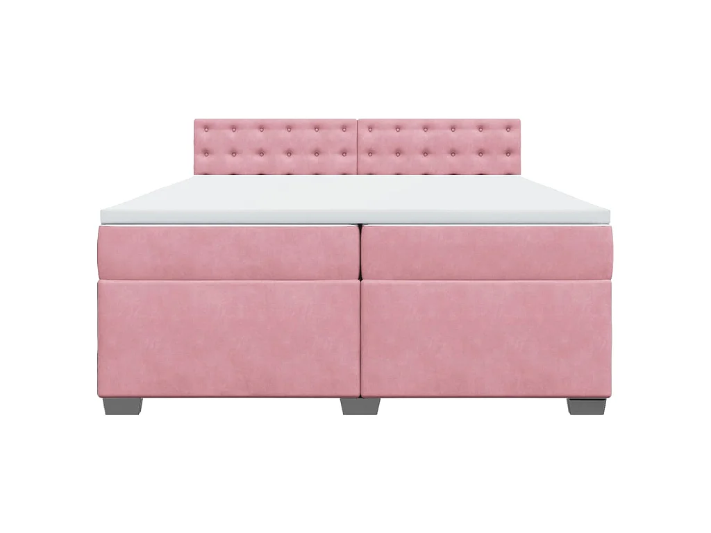 Giroletto a Molle con Materasso Rosa 200x200 cm in Velluto