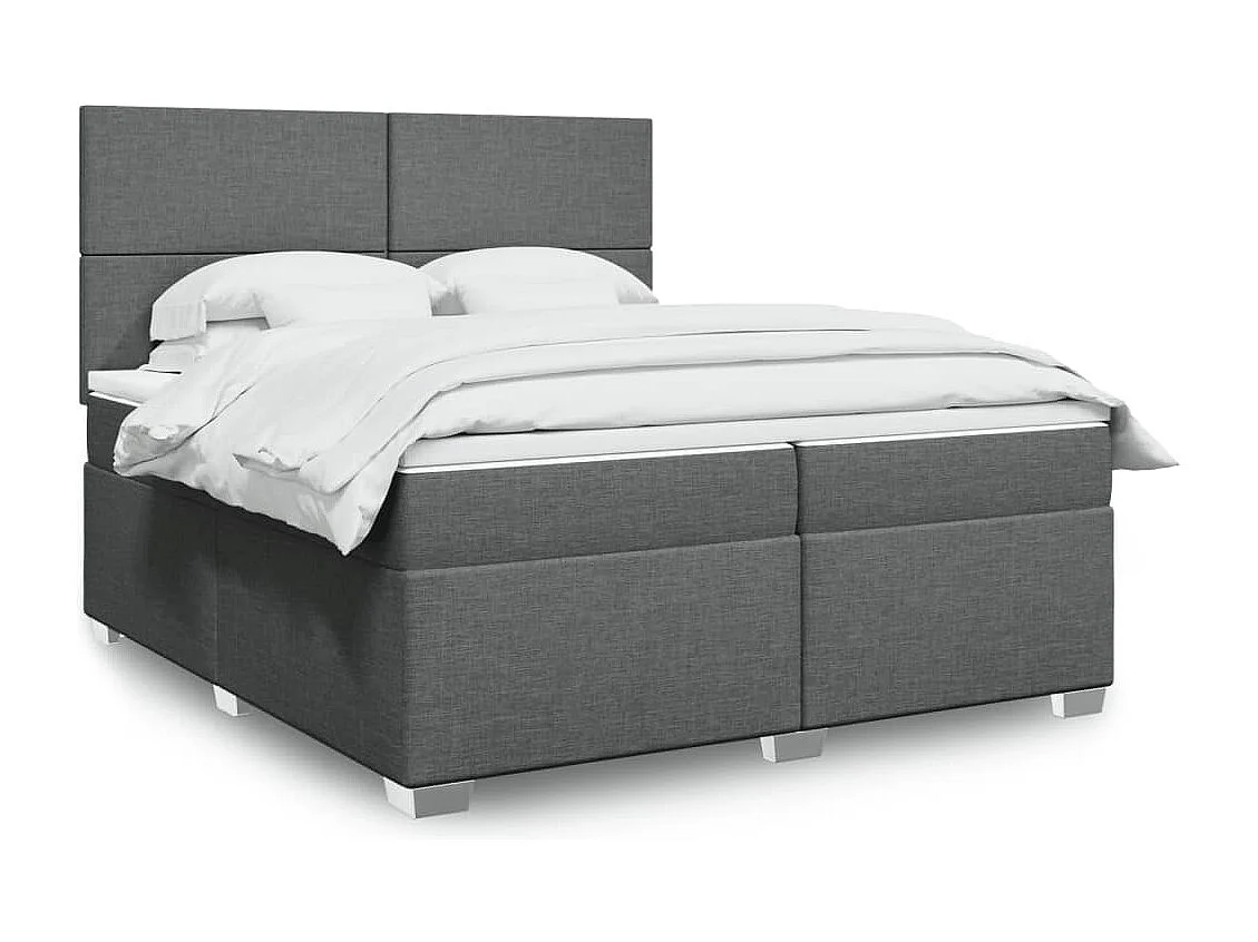 Sommier à lattes de lit avec matelas Gris foncé 200x200cm Tissu