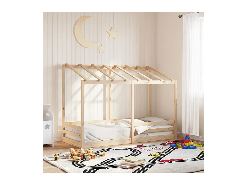 Kinderbett mit Dach 75x190 cm Massivholz Kiefer