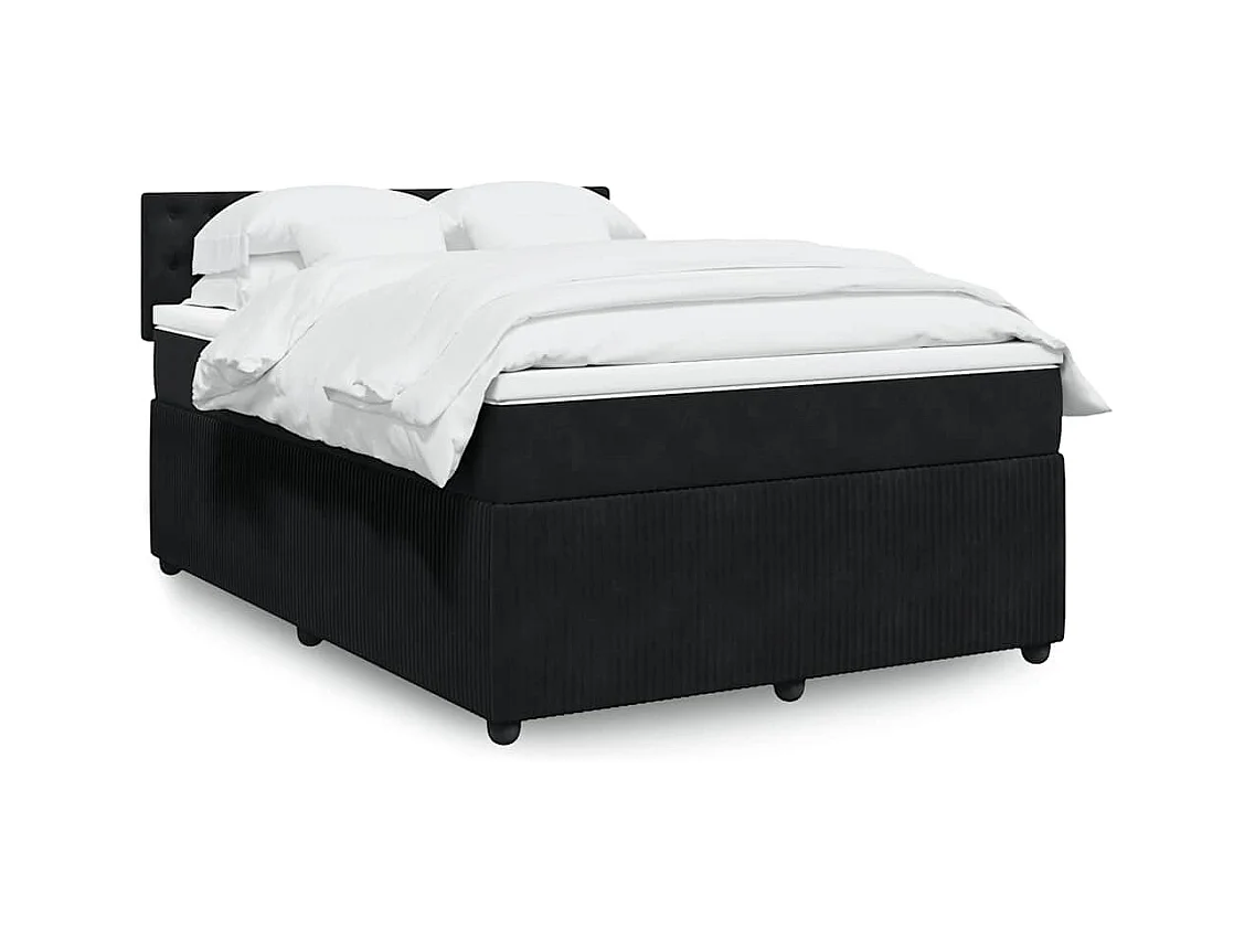 Cama com molas/colchão 140x190 cm veludo preto