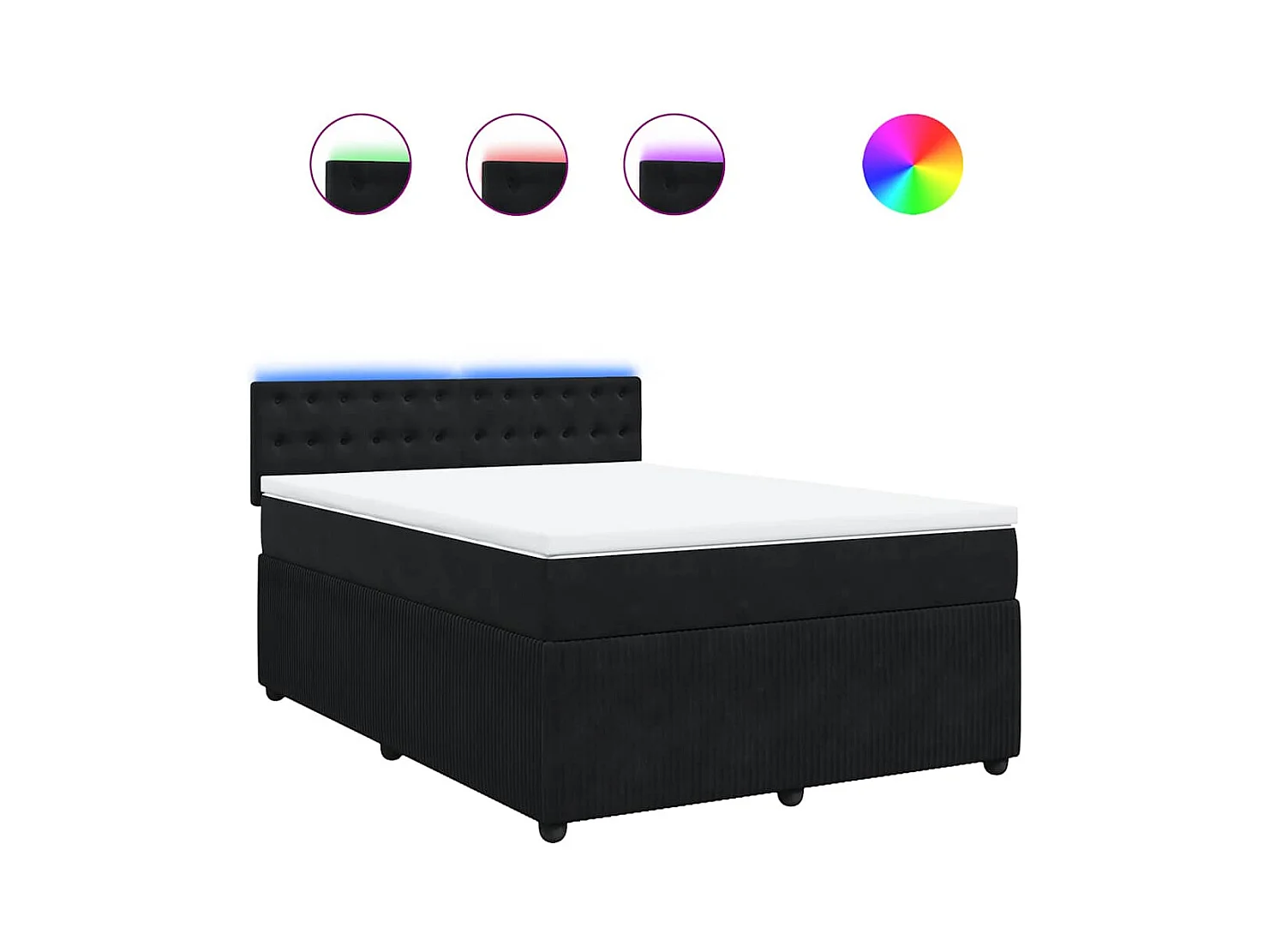 Boxspringbett mit Matratze Schwarz 140x190 cm Samt