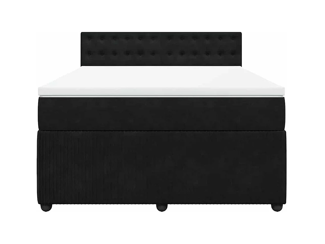 Boxspringbett mit Matratze Schwarz 140x190 cm Samt