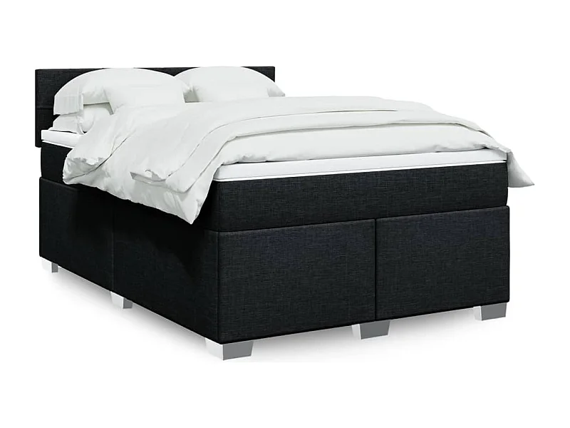 Boxspring met matras stof zwart 140x200 cm