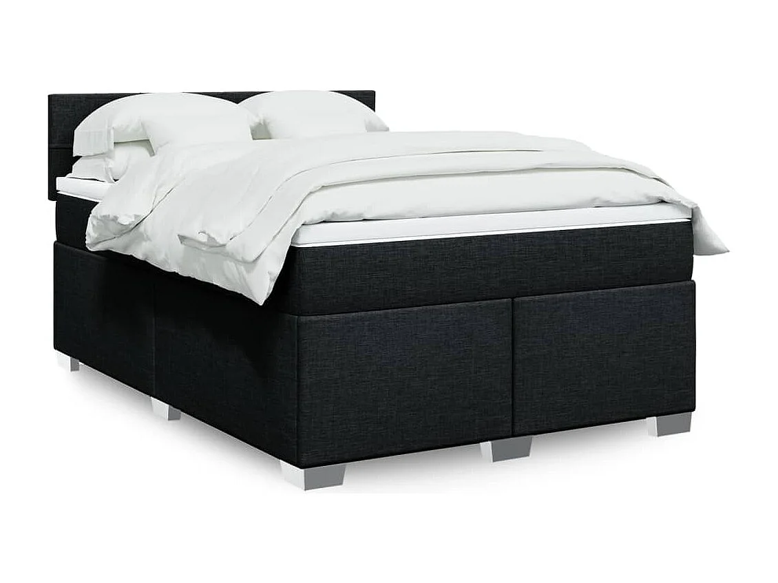 Sommier à lattes de lit avec matelas Noir 140x200 cm Tissu