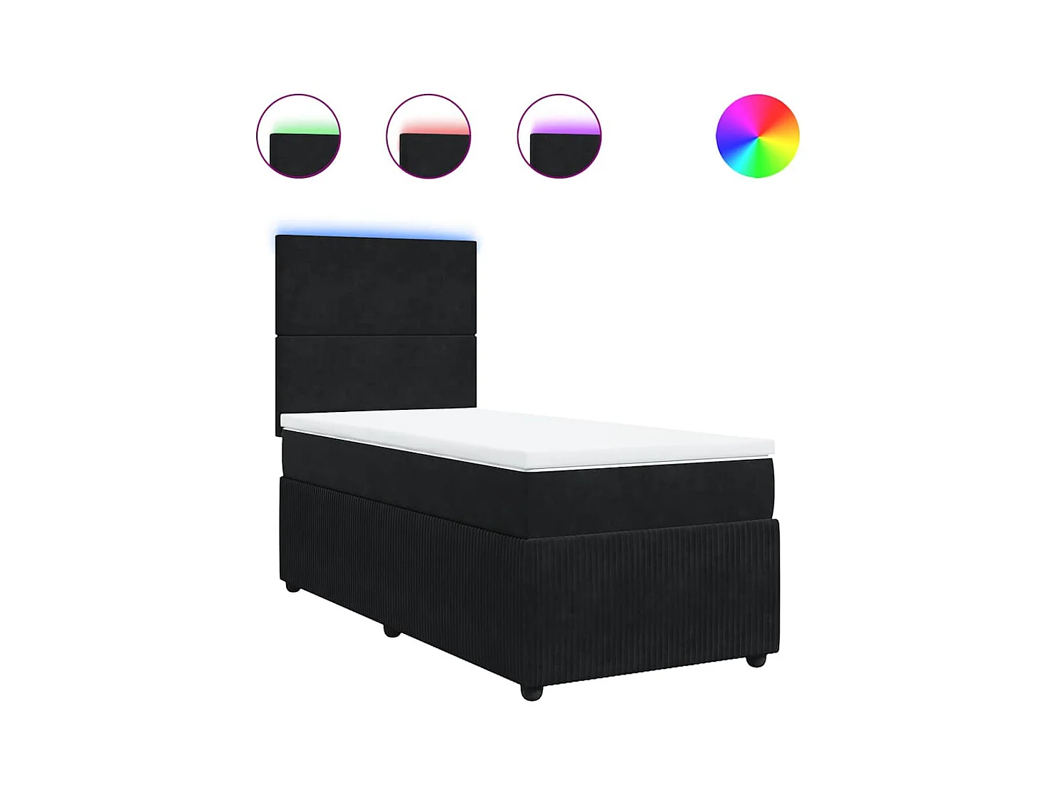 Sommier à lattes de lit avec matelas Noir 100x200 cm Velours
