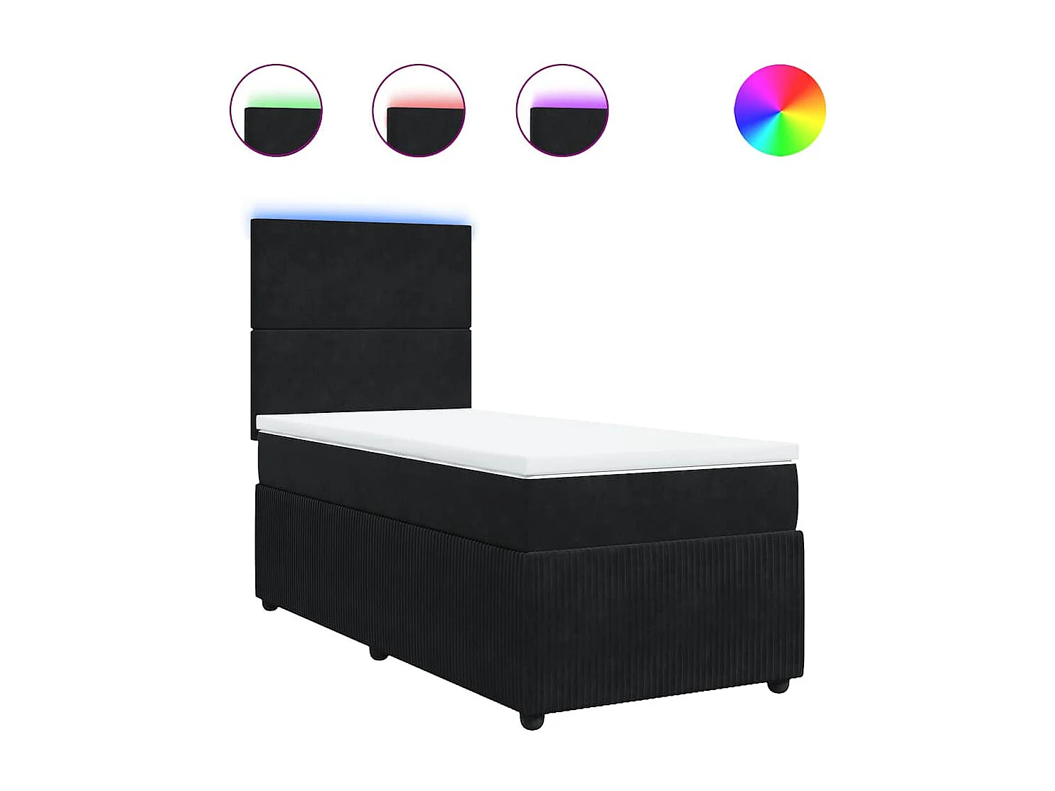 Cama box spring con colchón terciopelo negro 100x200 cm