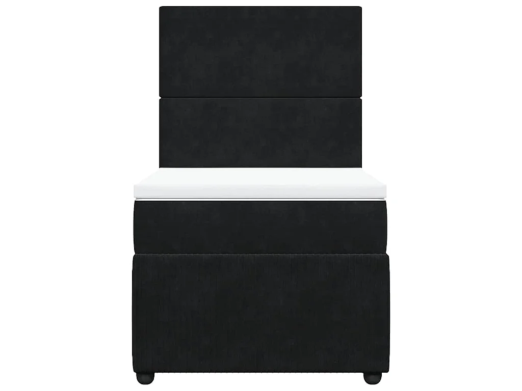 Cama box spring con colchón terciopelo negro 100x200 cm