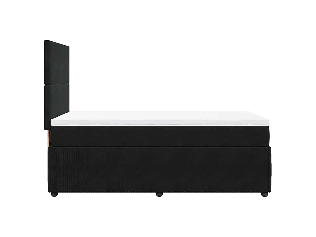 Cama box spring con colchón terciopelo negro 100x200 cm