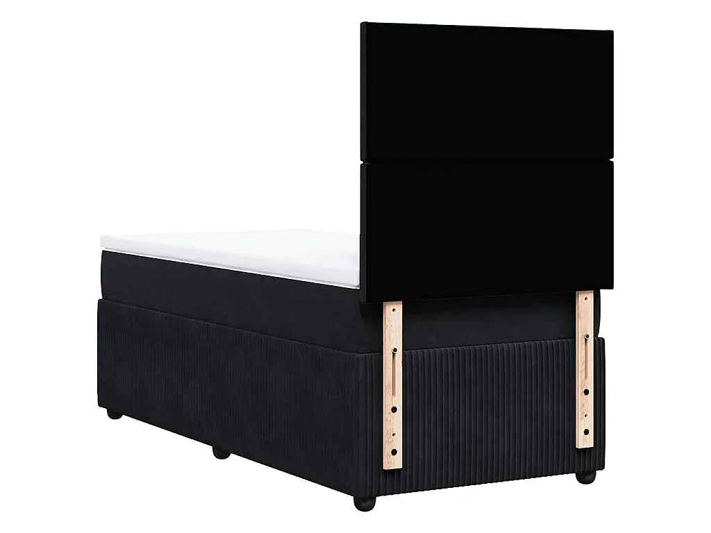 Cama box spring con colchón terciopelo negro 100x200 cm