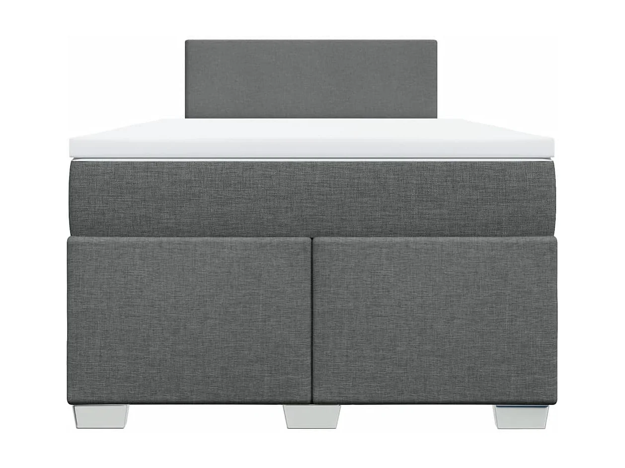 Cama box spring con colchón tela gris oscuro 120x200 cm