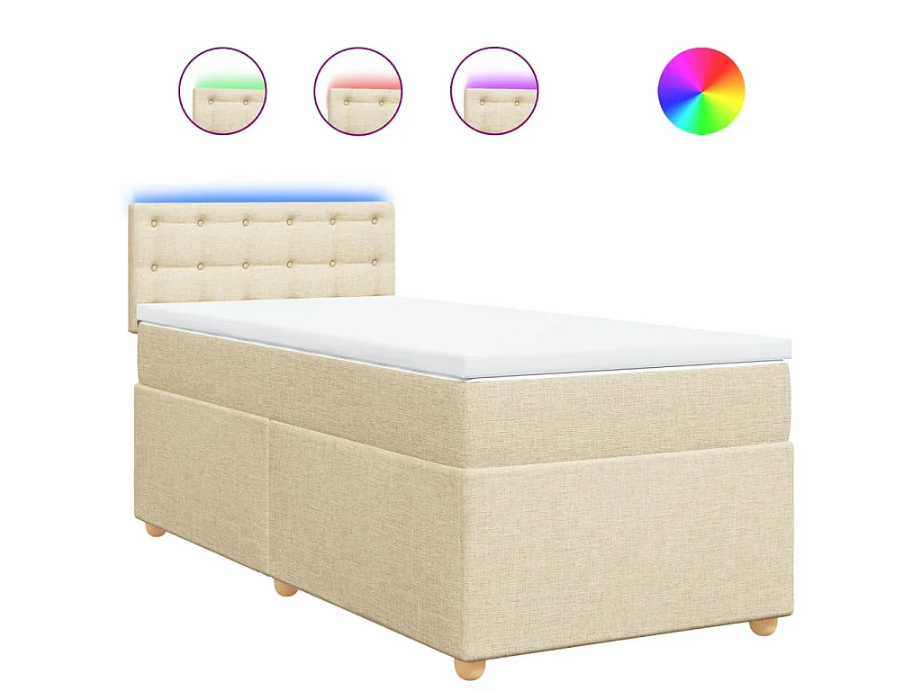 Boxspringbett mit Matratze Creme 80x200 cm Stoff