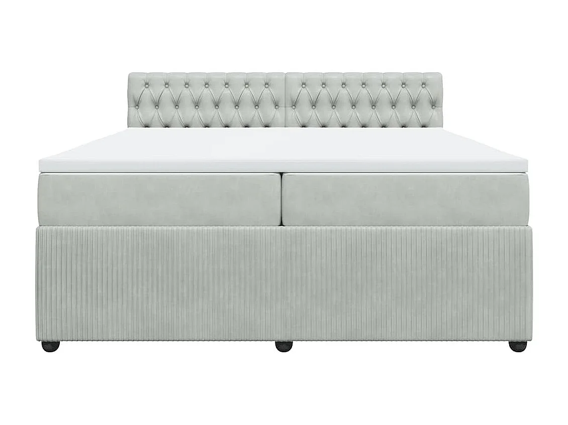 Boxspring met matras fluweel lichtgrijs 200x200 cm